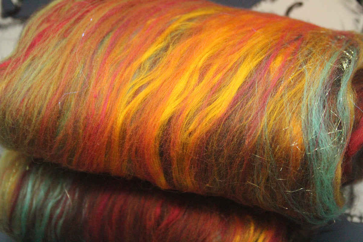 Merino Art Batt - Autumnal - 61 grams 2.1 oz - Wool for felting, spinning and weaving