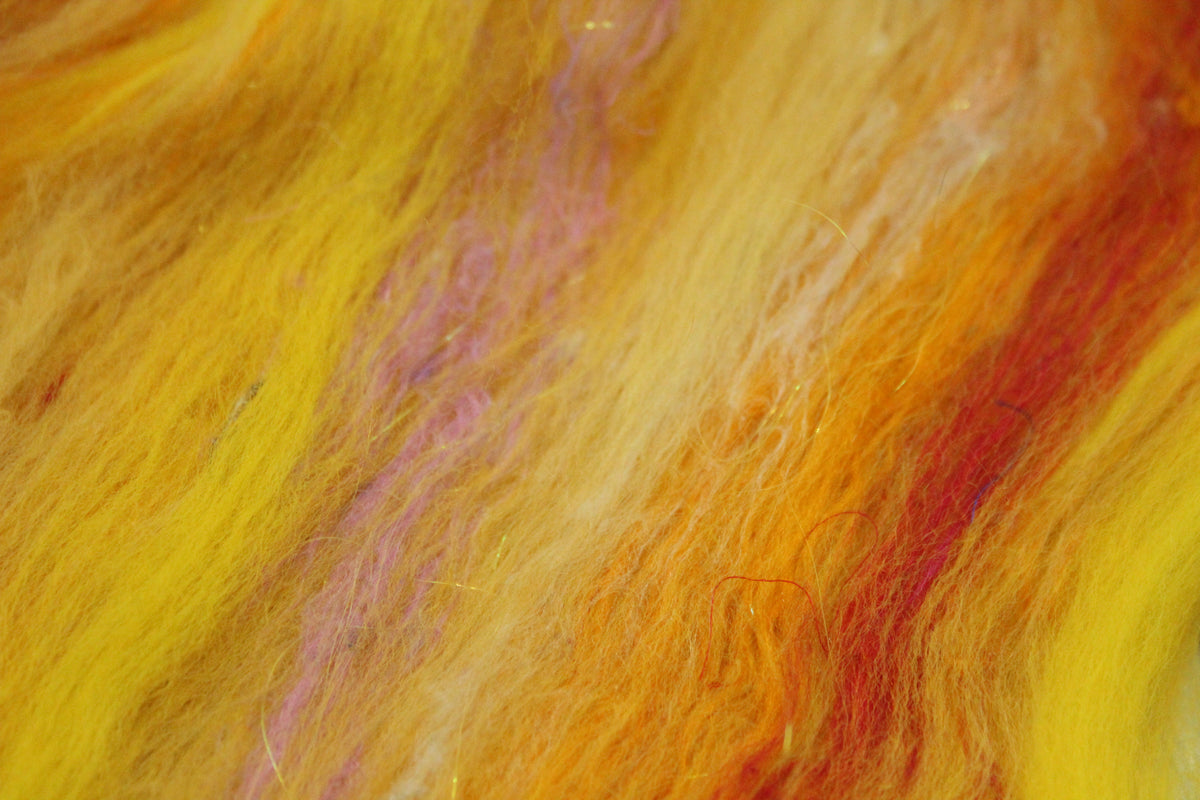 Merino Art Batt - Yellow - 35 grams 1.2 oz - Wool for felting, spinning and weaving
