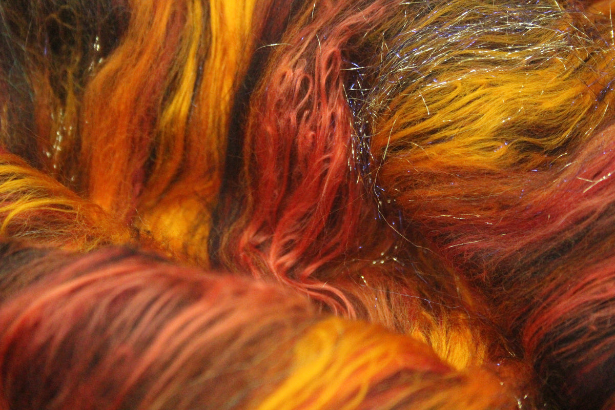Merino Art Batt - Orange Black Brown - 61 grams 2.1 oz - Wool for felting, spinning and weaving