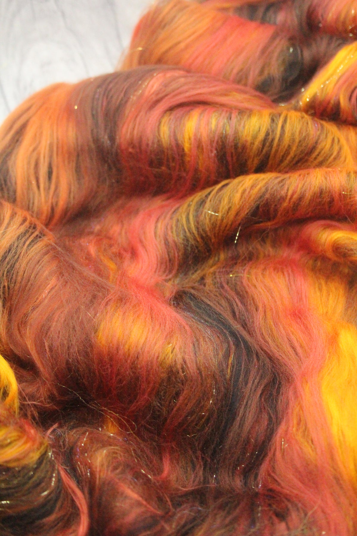 Merino Art Batt - Orange Black Brown - 61 grams 2.1 oz - Wool for felting, spinning and weaving