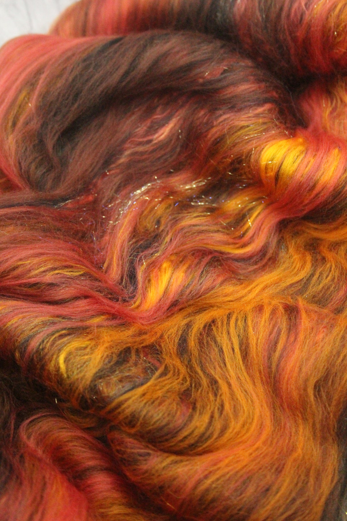 Merino Art Batt - Orange Black Brown - 61 grams 2.1 oz - Wool for felting, spinning and weaving