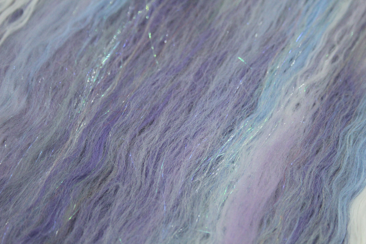 Merino Art Batt - Grey Purple White - 53 grams 1.8 oz - Wool for felting, spinning and weaving