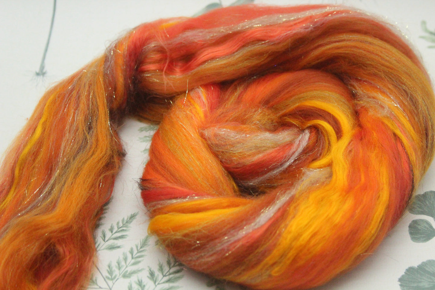 Merino Wool Blend - Orange Brown - 26 grams / 0.9 oz  - Fibre for felting, weaving or spinning