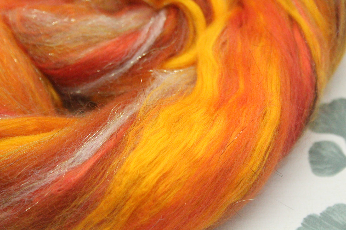 Merino Wool Blend - Orange Brown - 26 grams / 0.9 oz  - Fibre for felting, weaving or spinning