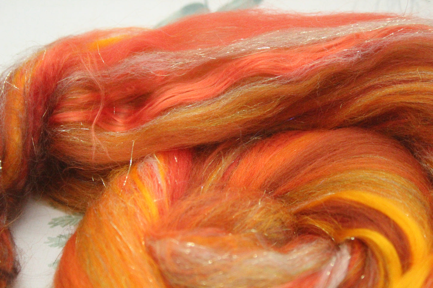 Merino Wool Blend - Orange Brown - 26 grams / 0.9 oz  - Fibre for felting, weaving or spinning