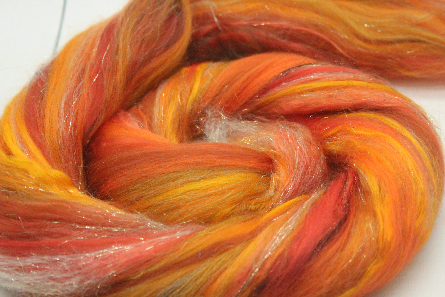 Merino Wool Blend - Orange Brown - 26 grams / 0.9 oz  - Fibre for felting, weaving or spinning