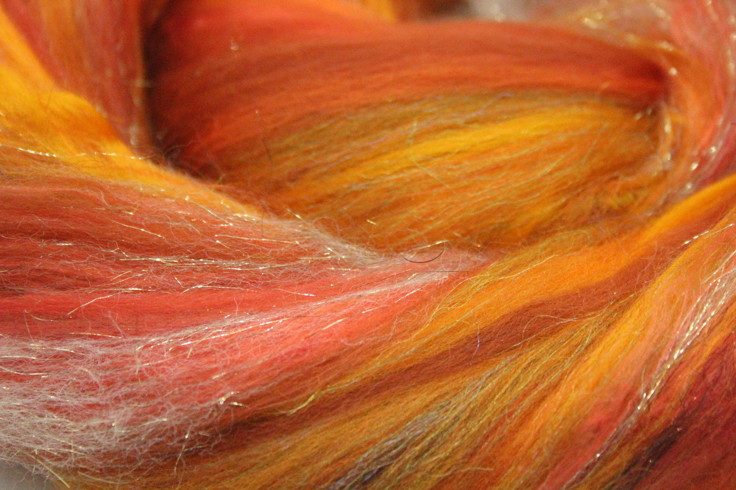 Merino Wool Blend - Orange Brown - 26 grams / 0.9 oz  - Fibre for felting, weaving or spinning