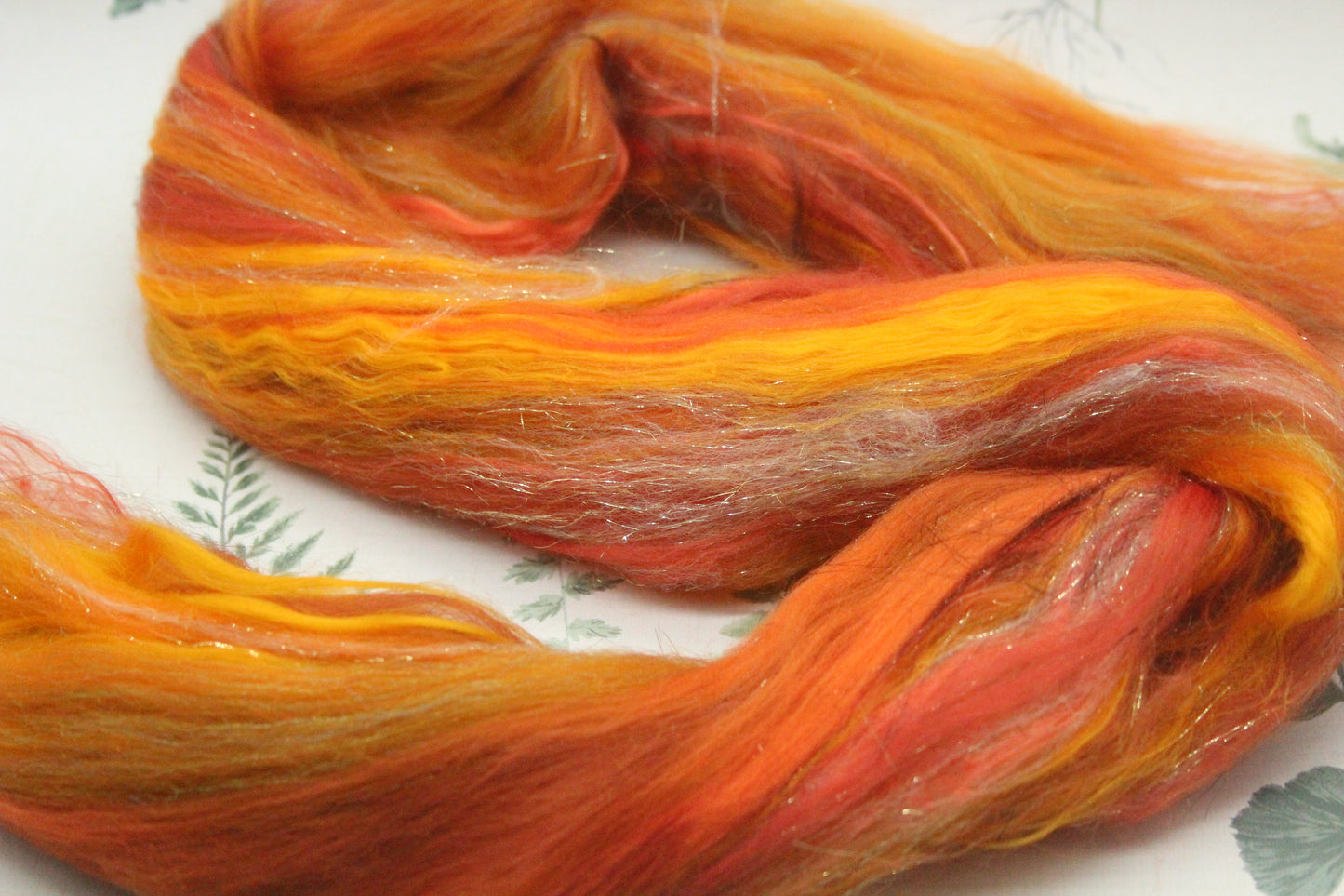 Merino Wool Blend - Orange Brown - 26 grams / 0.9 oz  - Fibre for felting, weaving or spinning