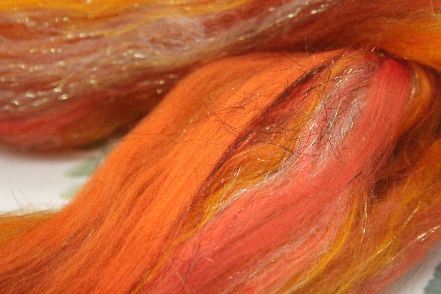 Merino Wool Blend - Orange Brown - 26 grams / 0.9 oz  - Fibre for felting, weaving or spinning