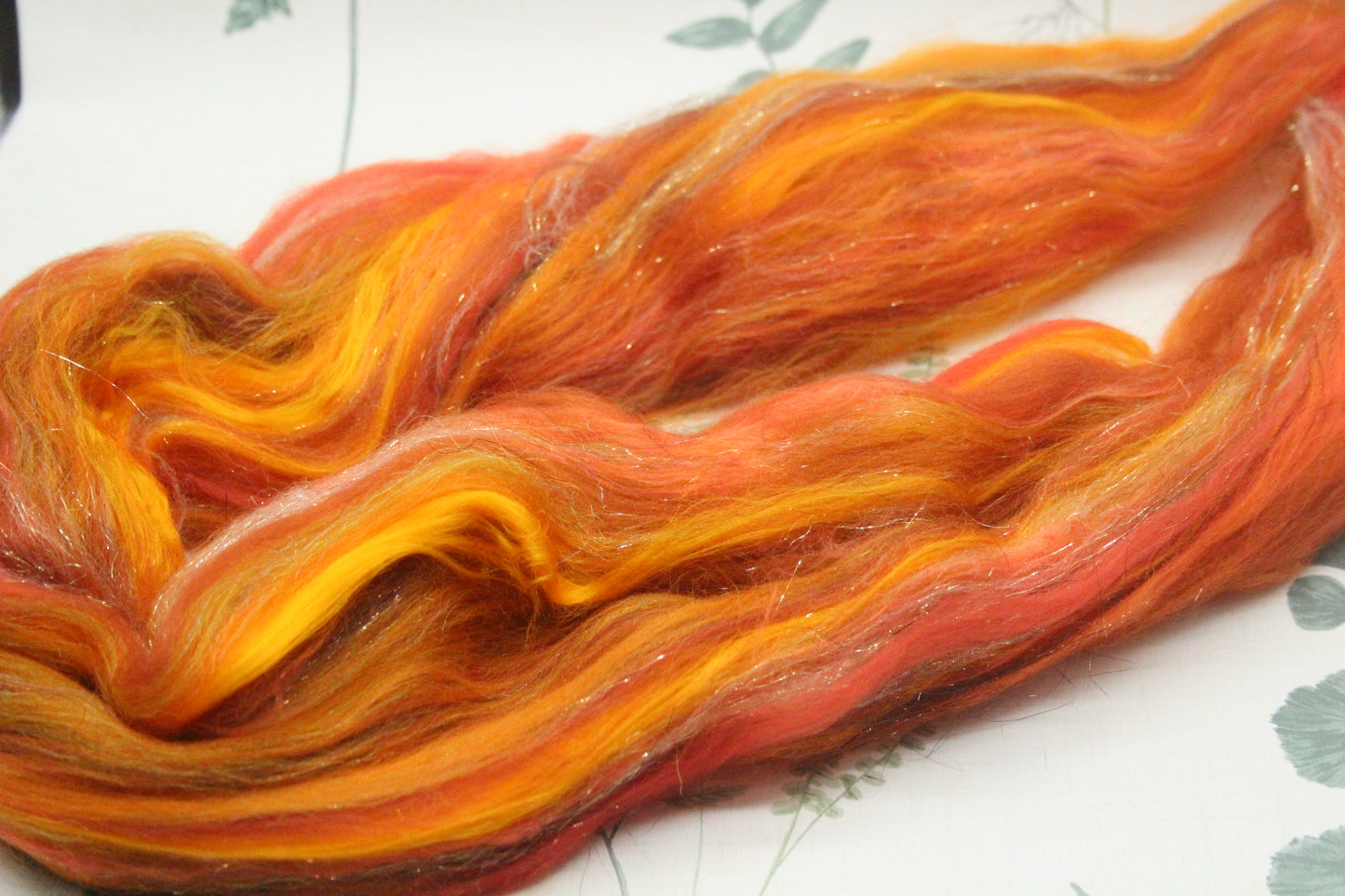 Merino Wool Blend - Orange Brown - 26 grams / 0.9 oz  - Fibre for felting, weaving or spinning