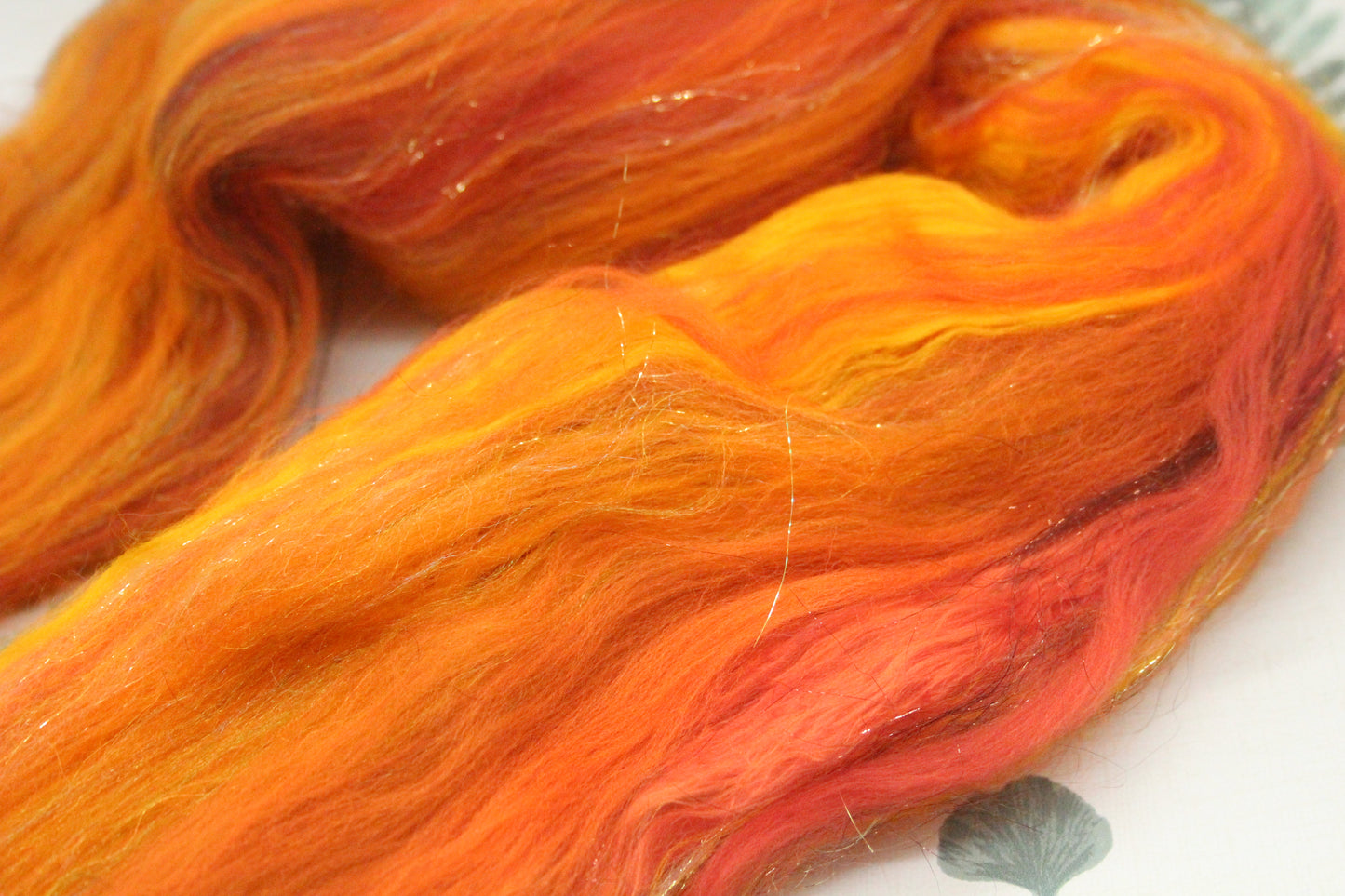 Merino Wool Blend - Orange Brown - 26 grams / 0.9 oz  - Fibre for felting, weaving or spinning