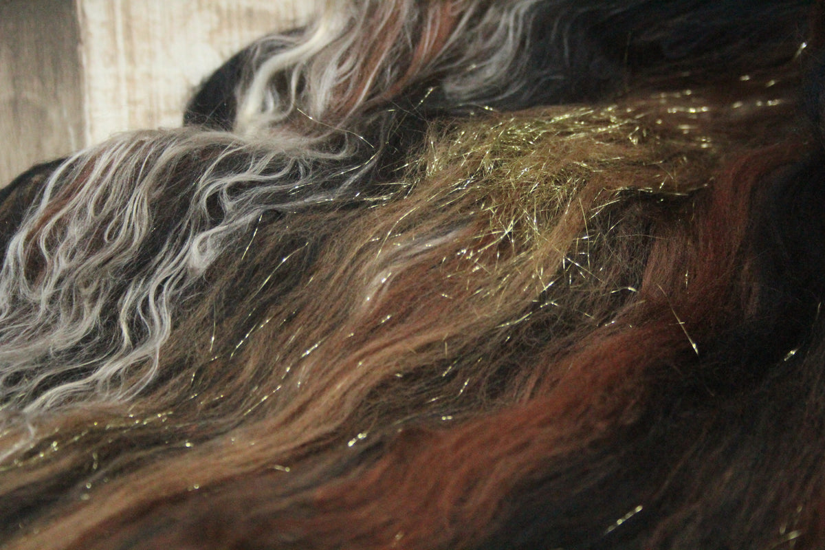 Merino Art Batt - Brown Black - 47 grams 1.6 oz - Wool for felting, spinning and weaving