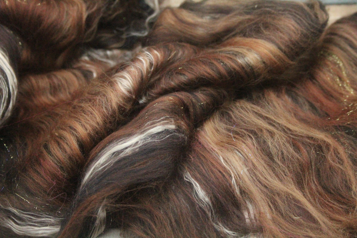 Merino Art Batt - Brown Black - 47 grams 1.6 oz - Wool for felting, spinning and weaving