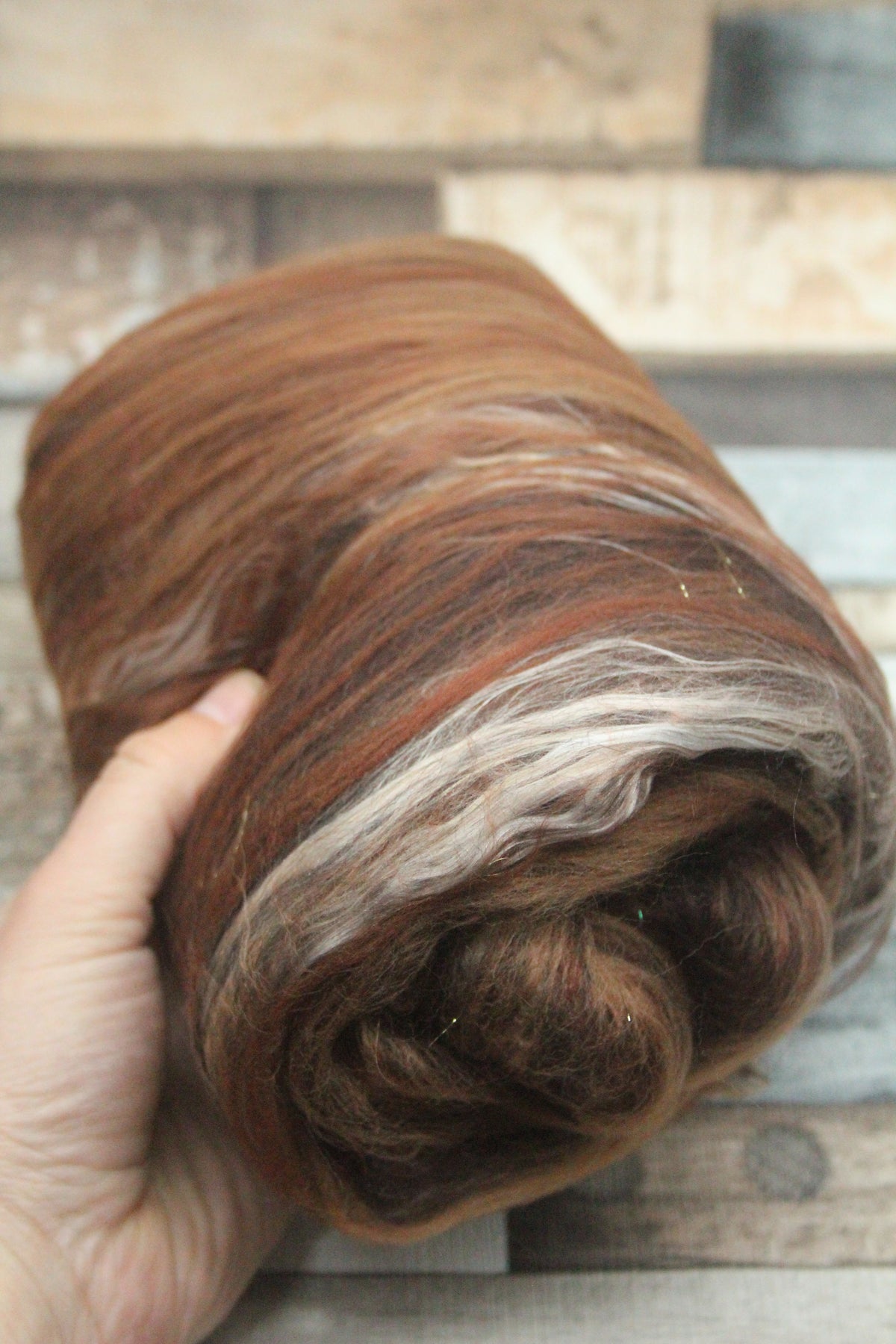 Merino Art Batt - Brown Black - 47 grams 1.6 oz - Wool for felting, spinning and weaving