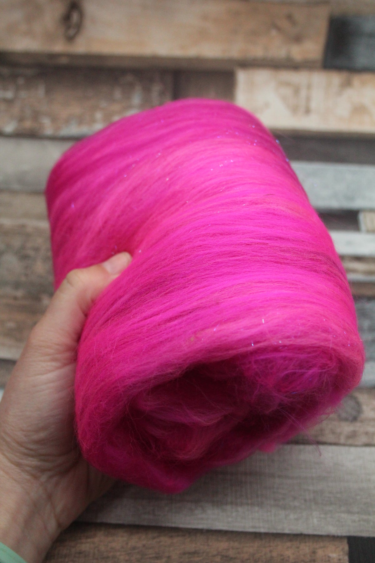 Merino Art Batt - Pink - 46 grams 1.6 oz - Wool for felting, spinning and weaving