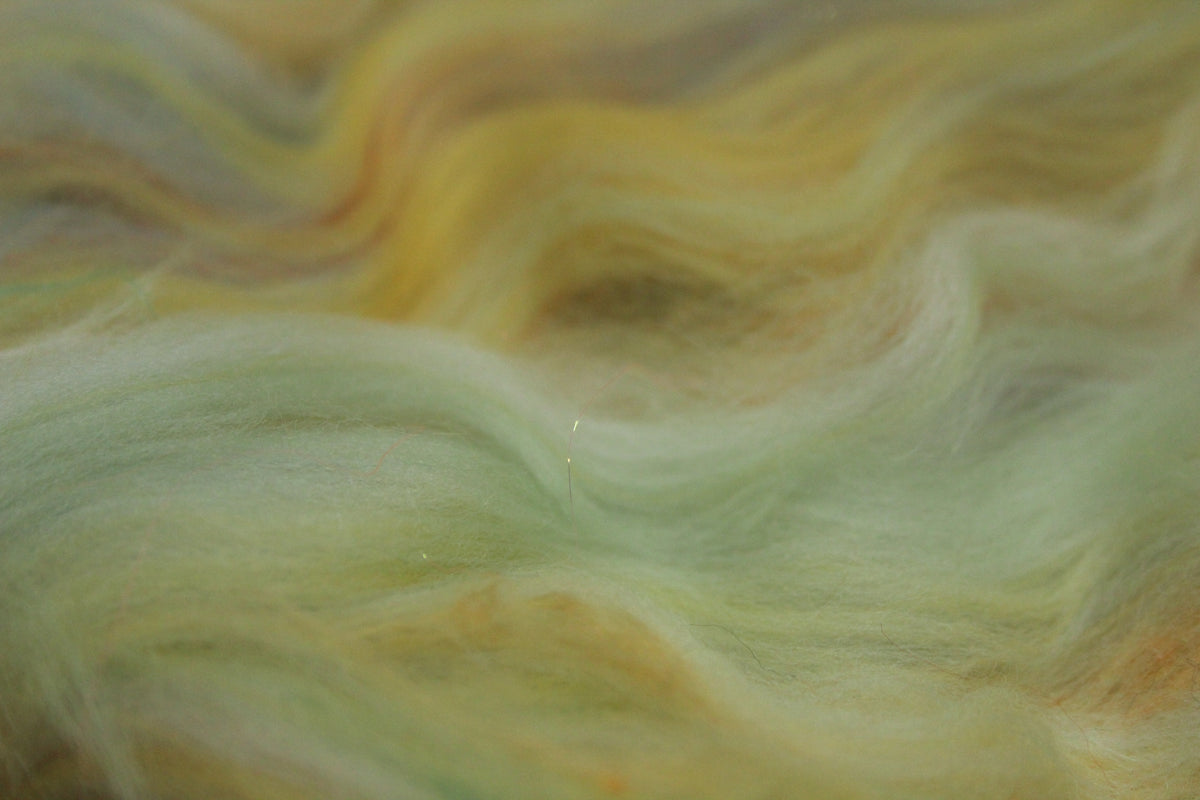 Merino Art Batt - White Orange Yellow - 56 grams 1.9 oz - Wool for felting, spinning and weaving