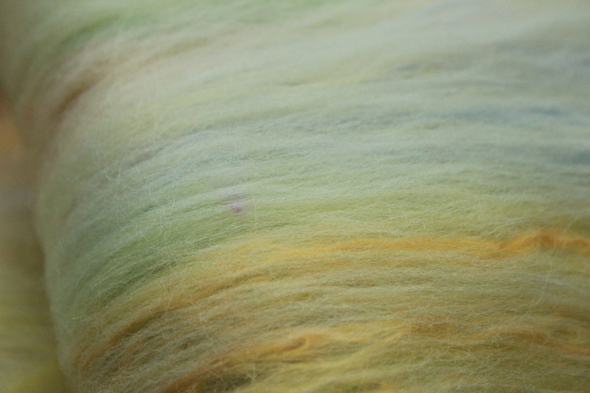 Merino Art Batt - White Orange Yellow - 56 grams 1.9 oz - Wool for felting, spinning and weaving