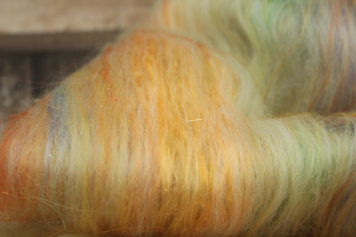 Merino Art Batt - White Orange Yellow - 56 grams 1.9 oz - Wool for felting, spinning and weaving