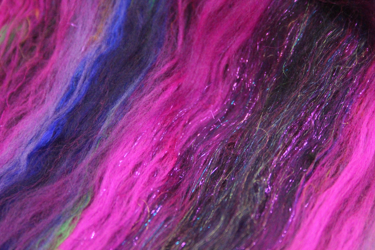 Merino Art Batt - Pink Purple - 48 grams 1.6 oz - Wool for felting, spinning and weaving
