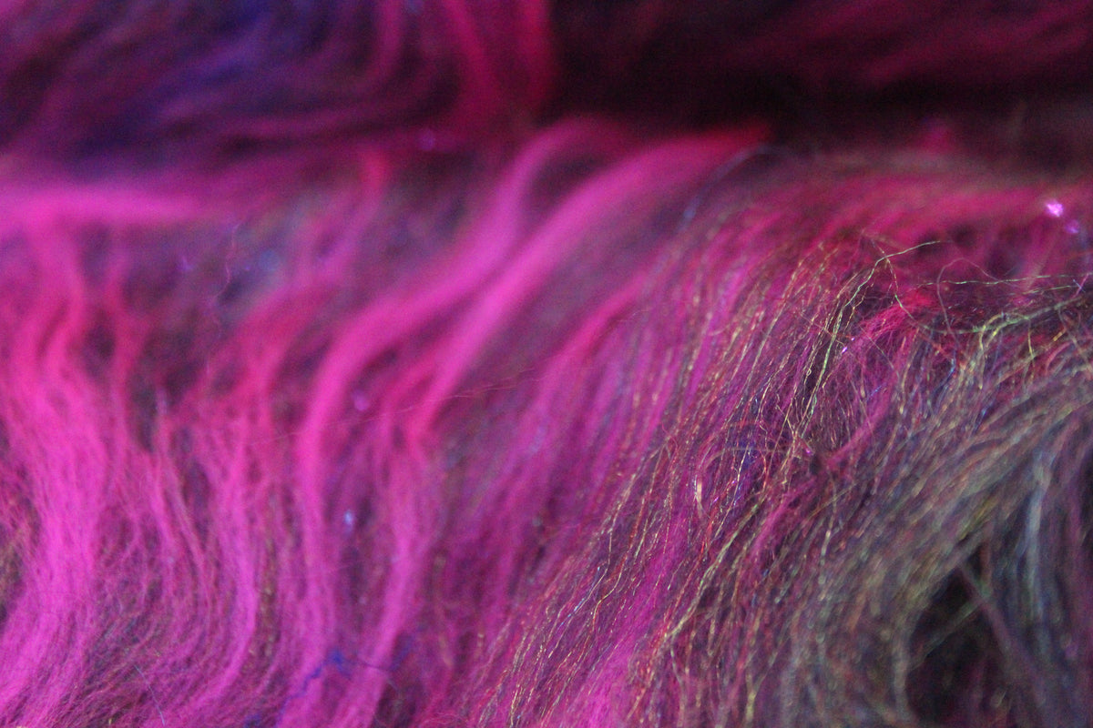 Merino Art Batt - Pink Purple - 48 grams 1.6 oz - Wool for felting, spinning and weaving
