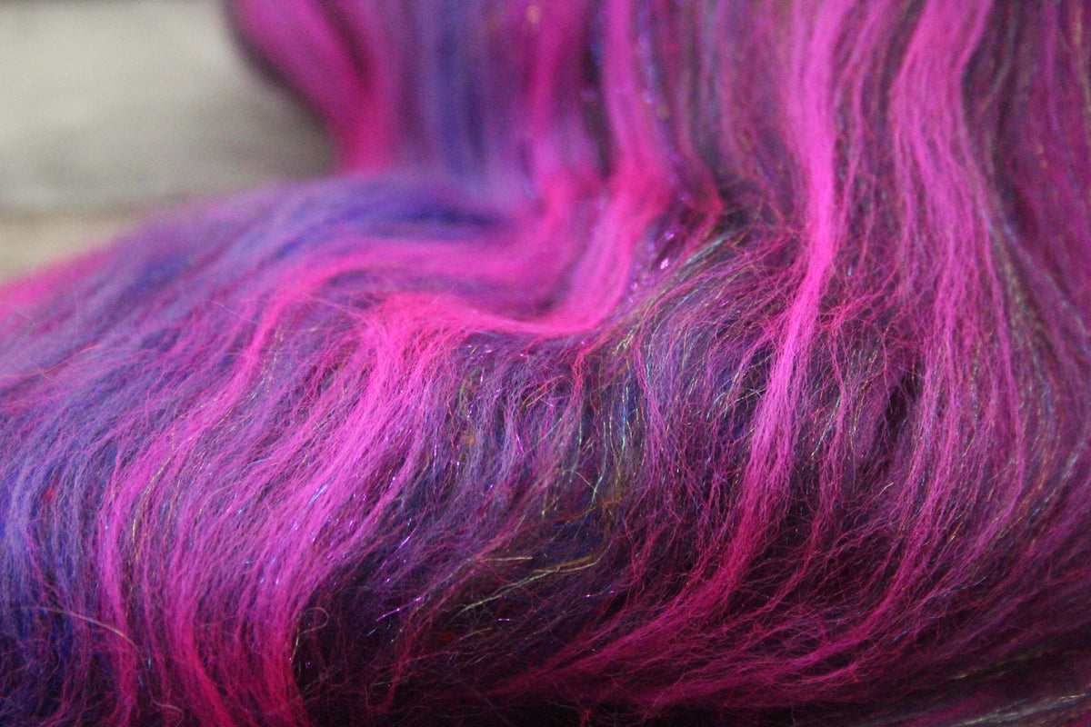 Merino Art Batt - Pink Purple - 48 grams 1.6 oz - Wool for felting, spinning and weaving