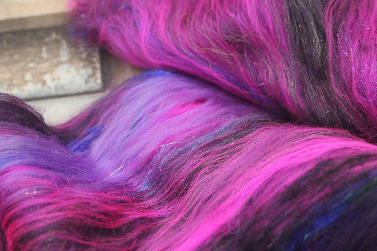 Merino Art Batt - Pink Purple - 48 grams 1.6 oz - Wool for felting, spinning and weaving