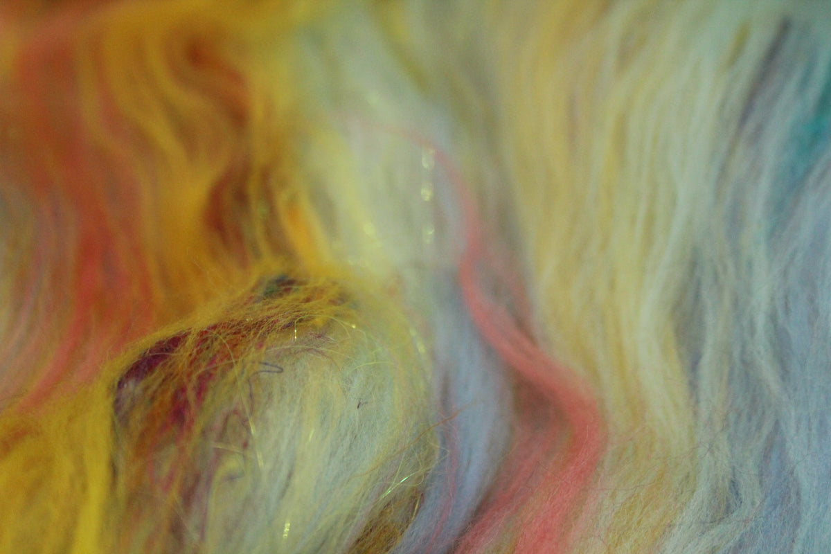 Merino Art Batt - Pink Yellow - 44 grams 1.5 oz - Wool for felting, spinning and weaving