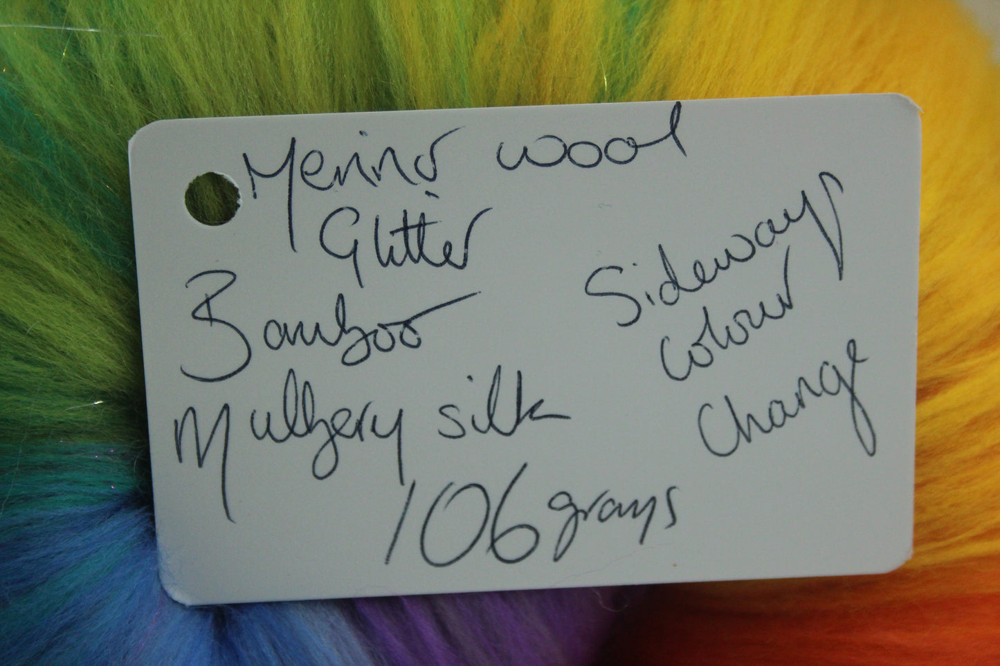 Merino Art Batt  - Rainbow - 106 grams 3.7 oz - Sideways Colour Change - Wool for felting, spinning and weaving