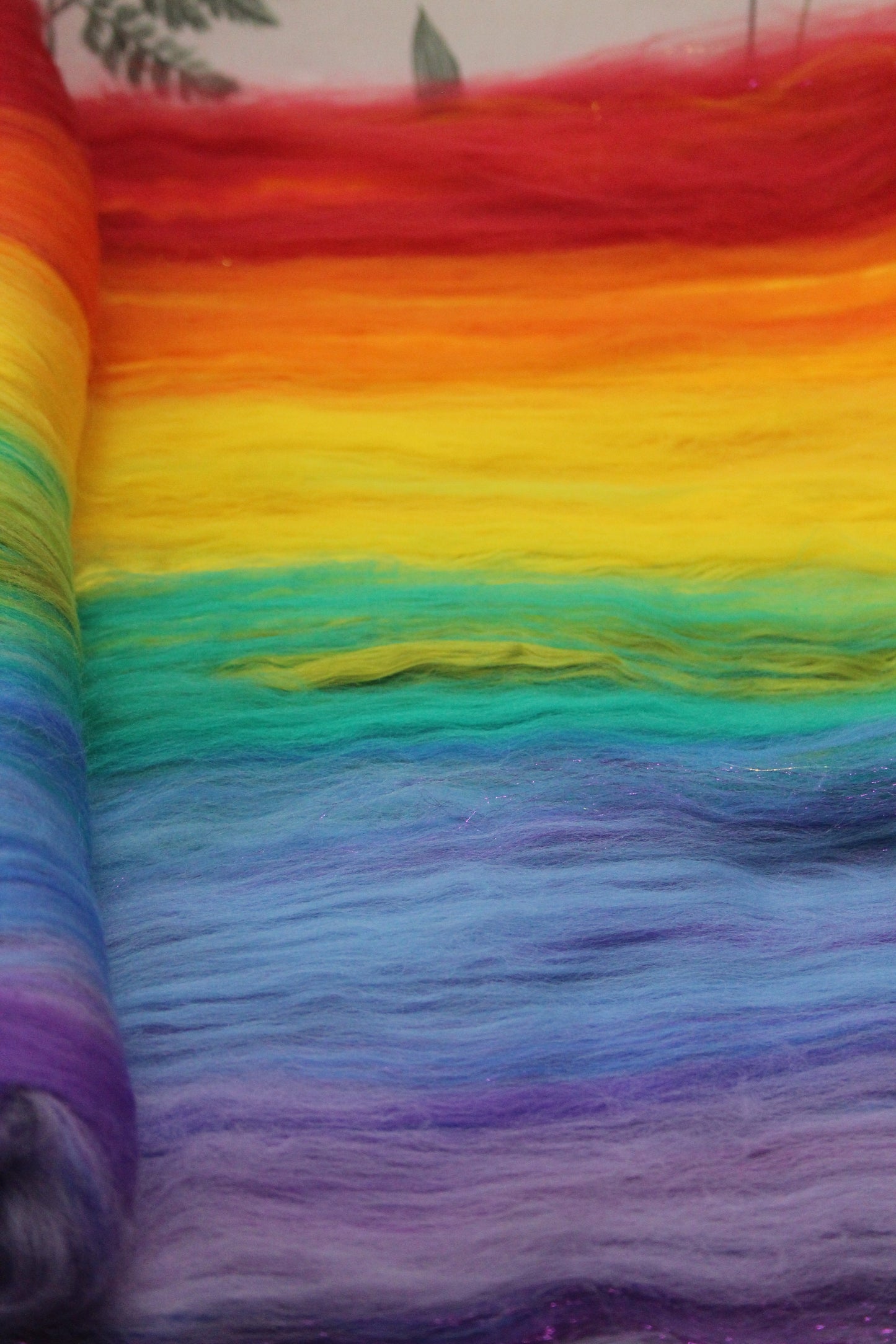 Merino Art Batt  - Rainbow - 106 grams 3.7 oz - Sideways Colour Change - Wool for felting, spinning and weaving