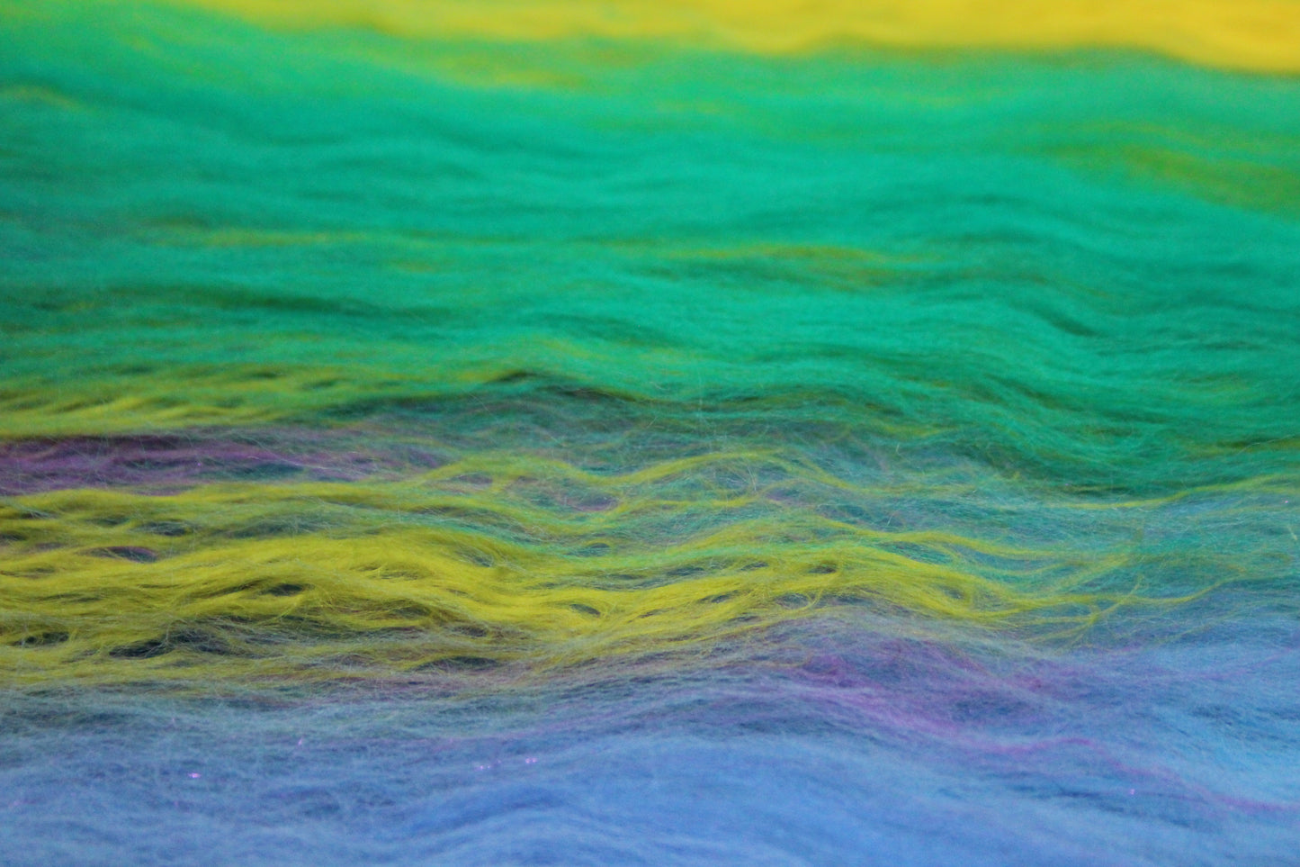 Merino Art Batt  - Rainbow - 106 grams 3.7 oz - Sideways Colour Change - Wool for felting, spinning and weaving