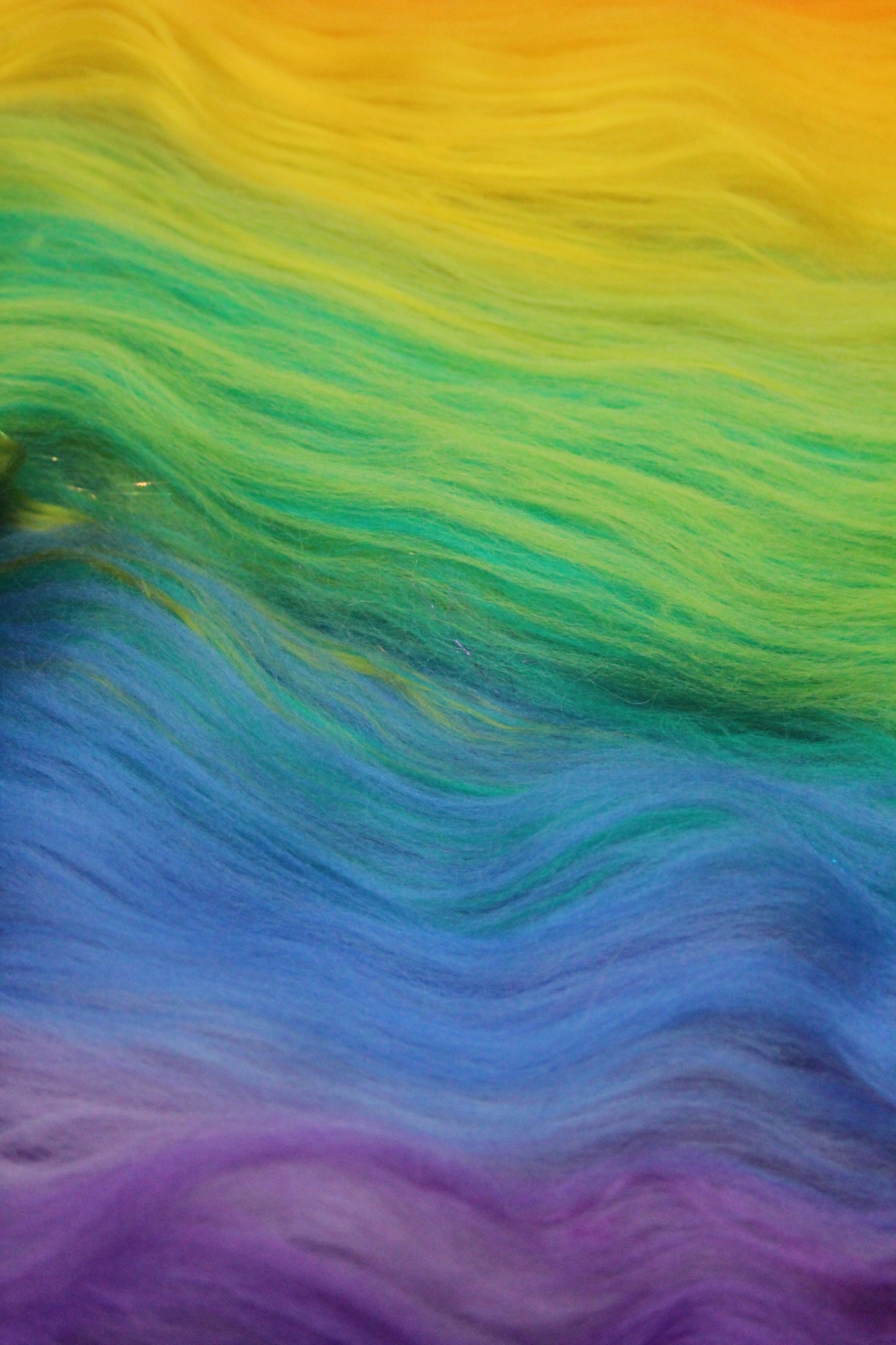 Merino Art Batt  - Rainbow - 106 grams 3.7 oz - Sideways Colour Change - Wool for felting, spinning and weaving