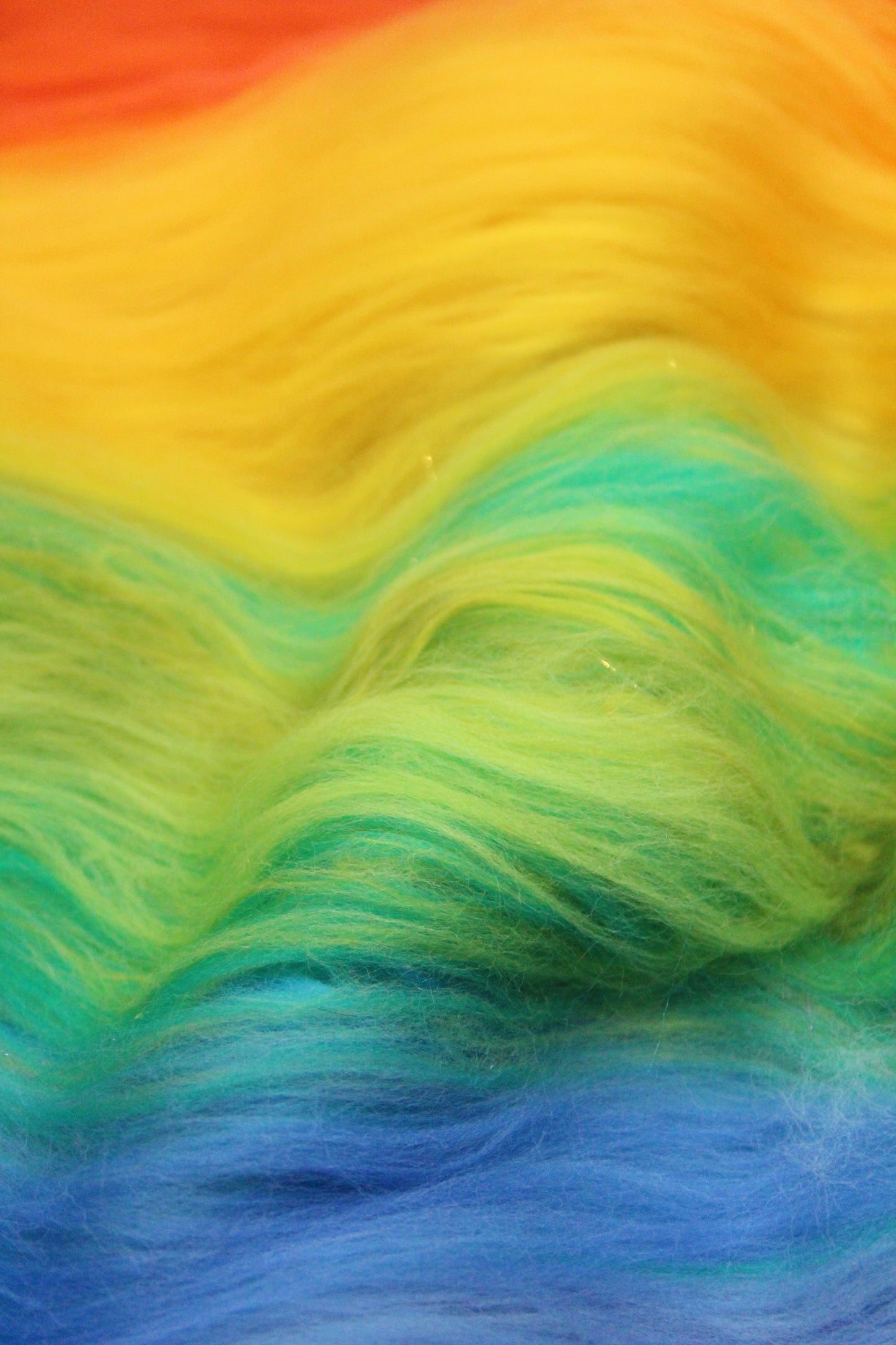 Merino Art Batt  - Rainbow - 106 grams 3.7 oz - Sideways Colour Change - Wool for felting, spinning and weaving