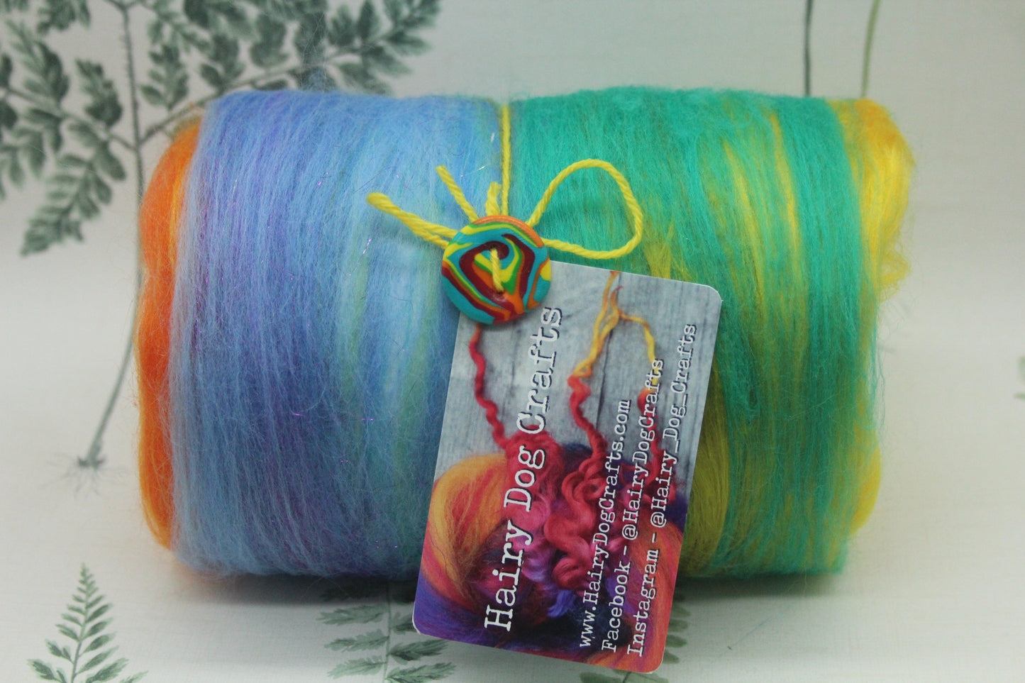 Merino Art Batt  - Rainbow - 106 grams 3.7 oz - Sideways Colour Change - Wool for felting, spinning and weaving