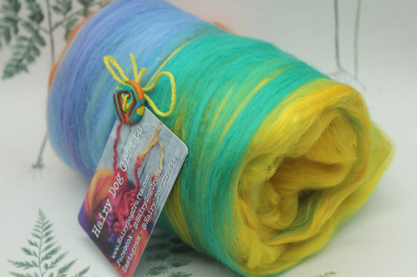 Merino Art Batt  - Rainbow - 106 grams 3.7 oz - Sideways Colour Change - Wool for felting, spinning and weaving