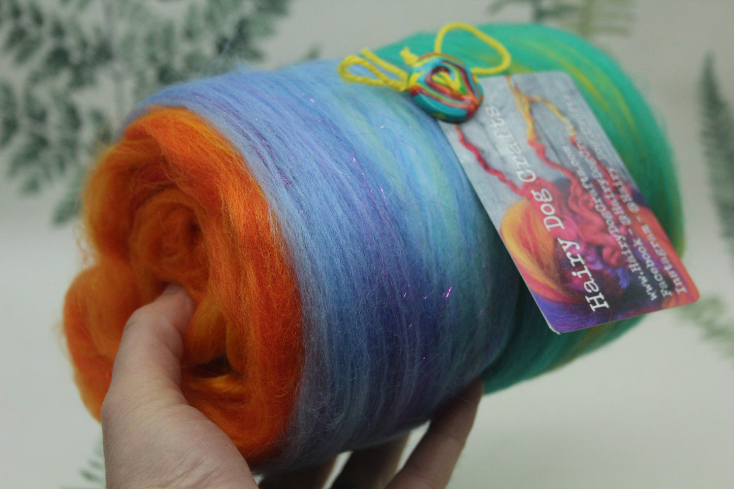 Merino Art Batt  - Rainbow - 106 grams 3.7 oz - Sideways Colour Change - Wool for felting, spinning and weaving