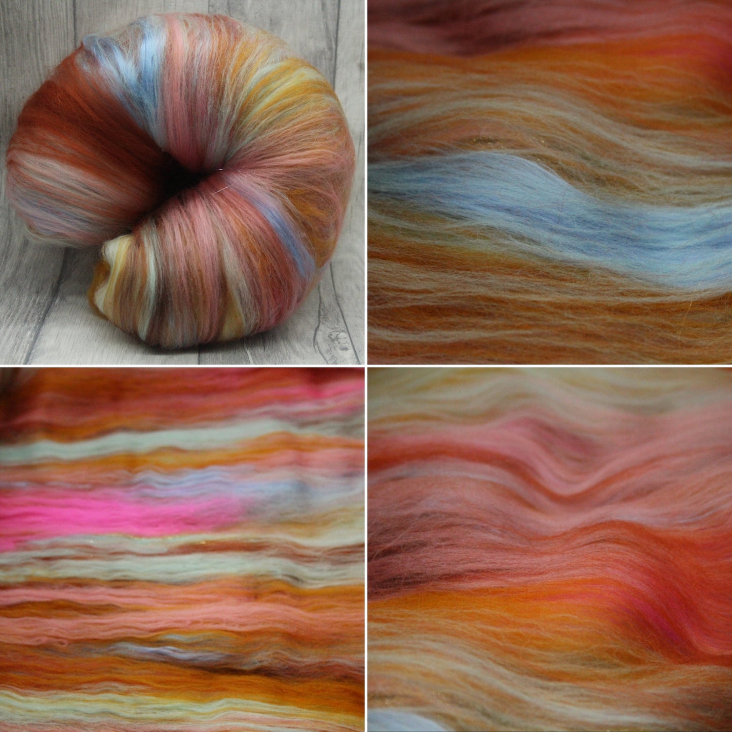 Art Batt - Pink Aqua Brown Purple - 189 grams / 6.6oz - Wool for felting, spinning and weaving