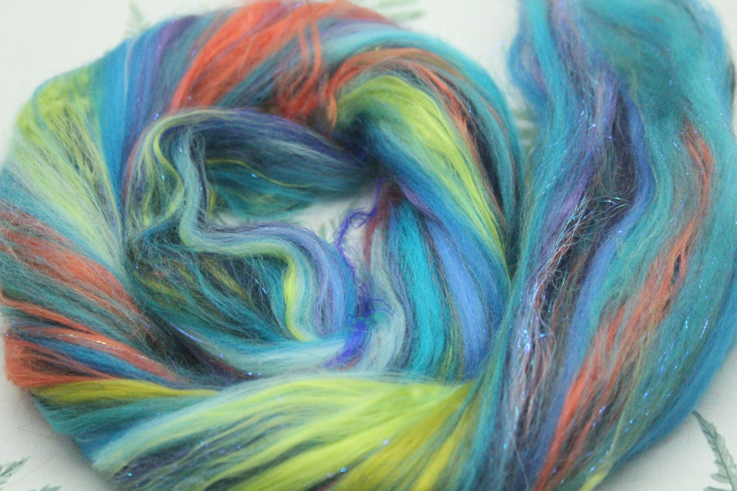 Merino Wool Blend - Blue - 13 grams / 0.4 oz  - Fibre for felting, weaving or spinning