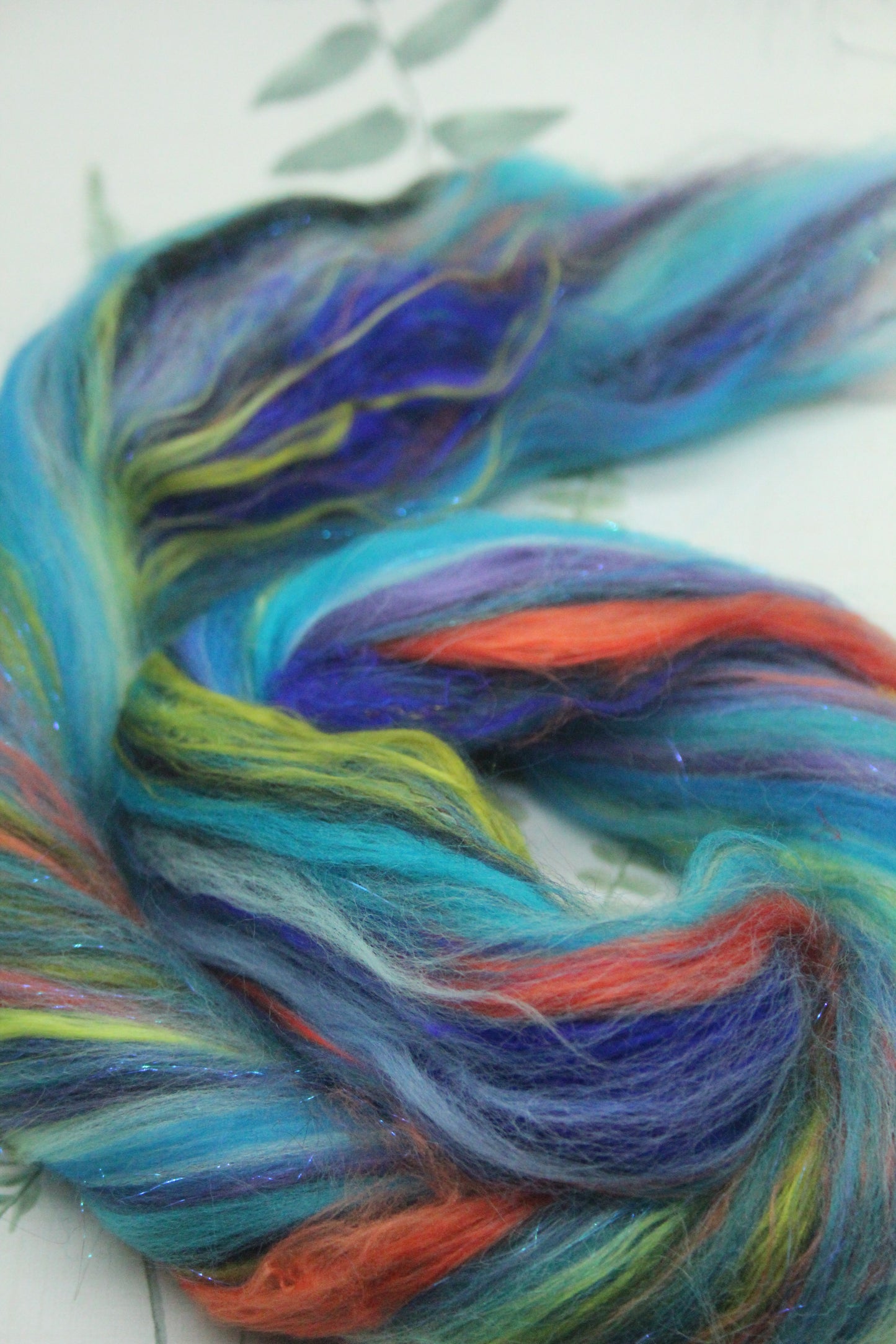 Merino Wool Blend - Blue - 13 grams / 0.4 oz  - Fibre for felting, weaving or spinning