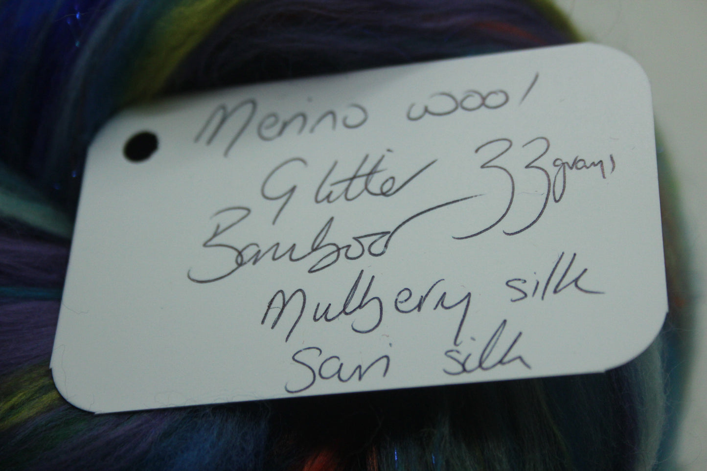 Merino Wool Blend - Blue - 33 grams / 1.1 oz  - Fibre for felting, weaving or spinning