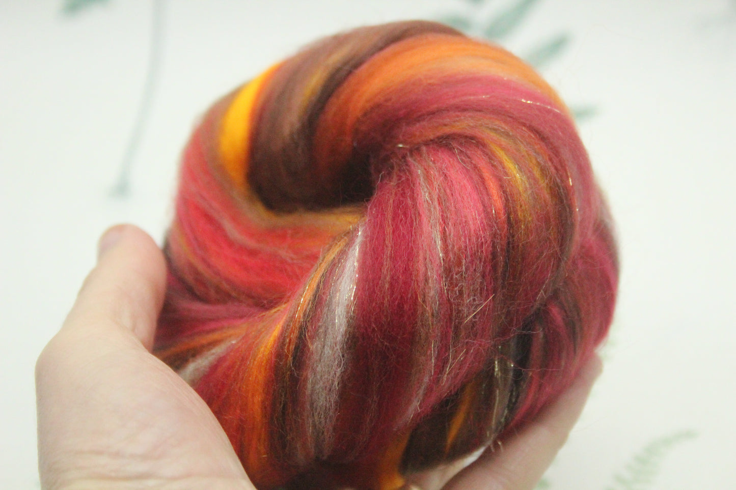 Merino Wool Blend - Orange Red Brown - 16 grams / 0.5 oz  - Fibre for felting, weaving or spinning