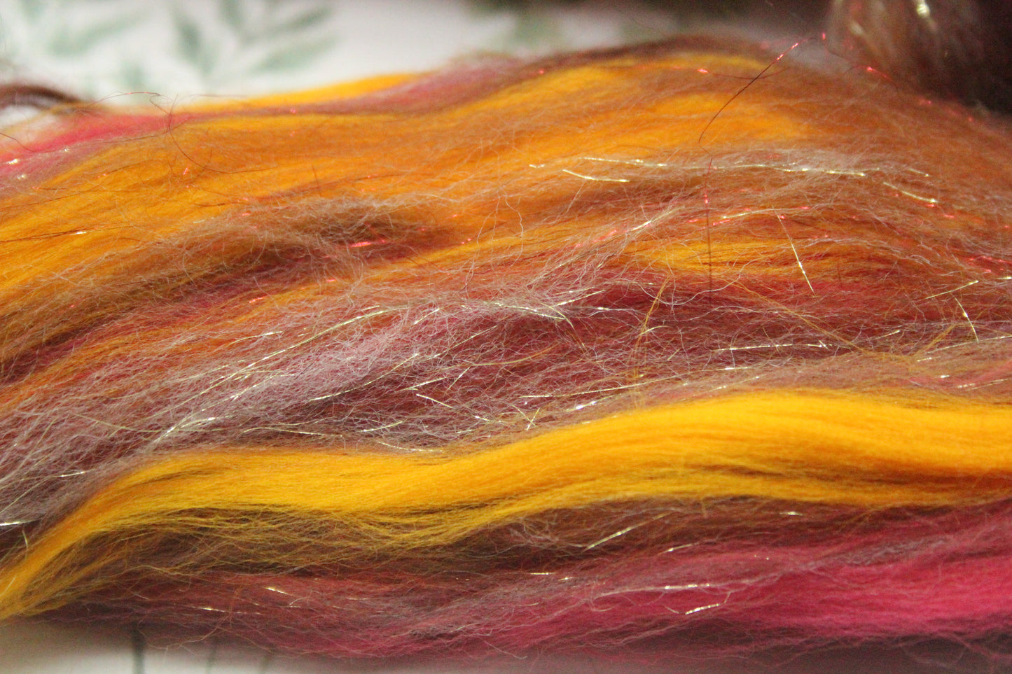 Merino Wool Blend - Orange Red Brown - 16 grams / 0.5 oz  - Fibre for felting, weaving or spinning