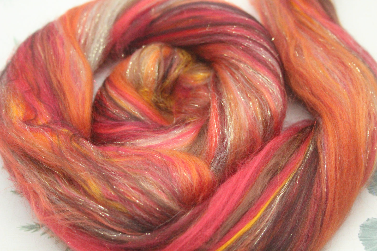 Merino Wool Blend - Orange Red Brown - 28 grams / 0.9 oz  - Fibre for felting, weaving or spinning