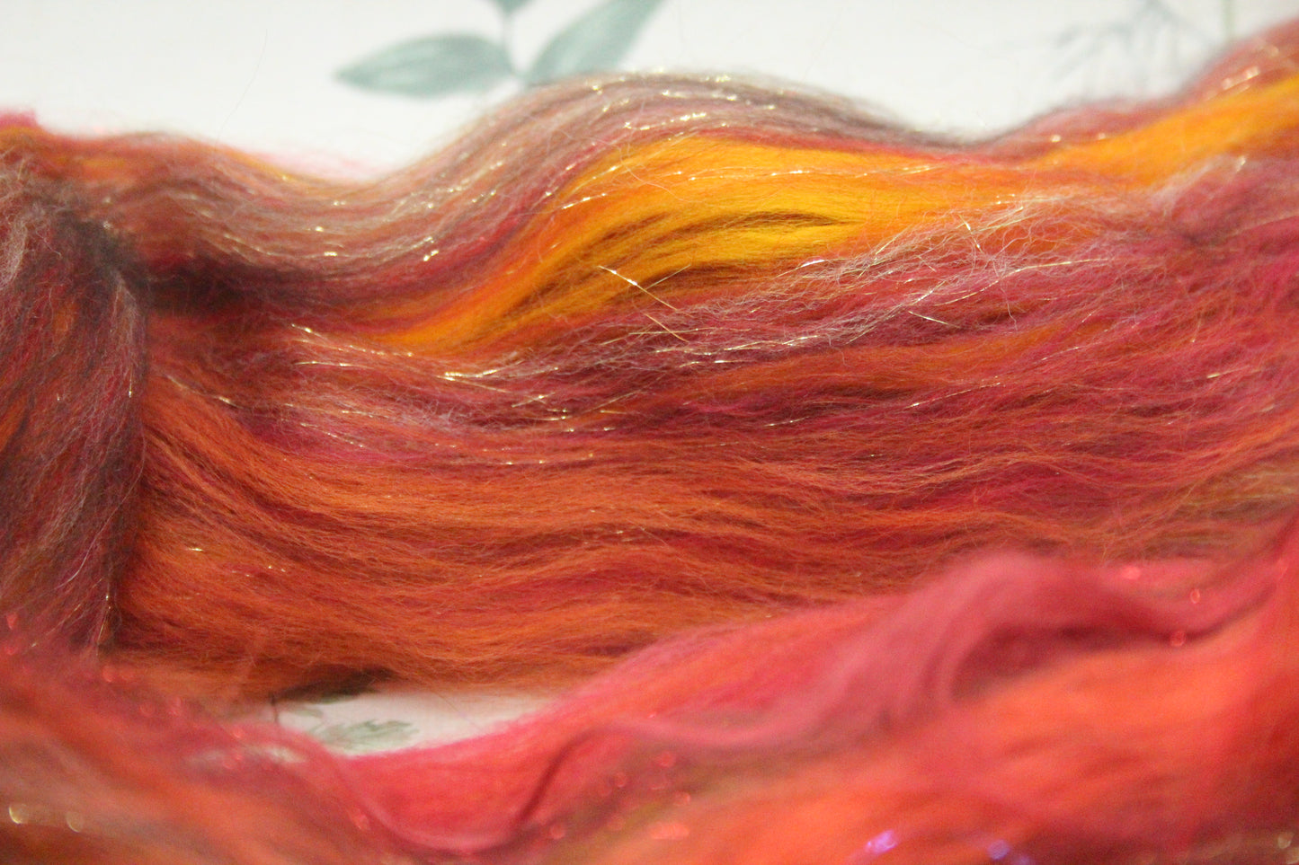 Merino Wool Blend - Orange Red Brown - 28 grams / 0.9 oz  - Fibre for felting, weaving or spinning