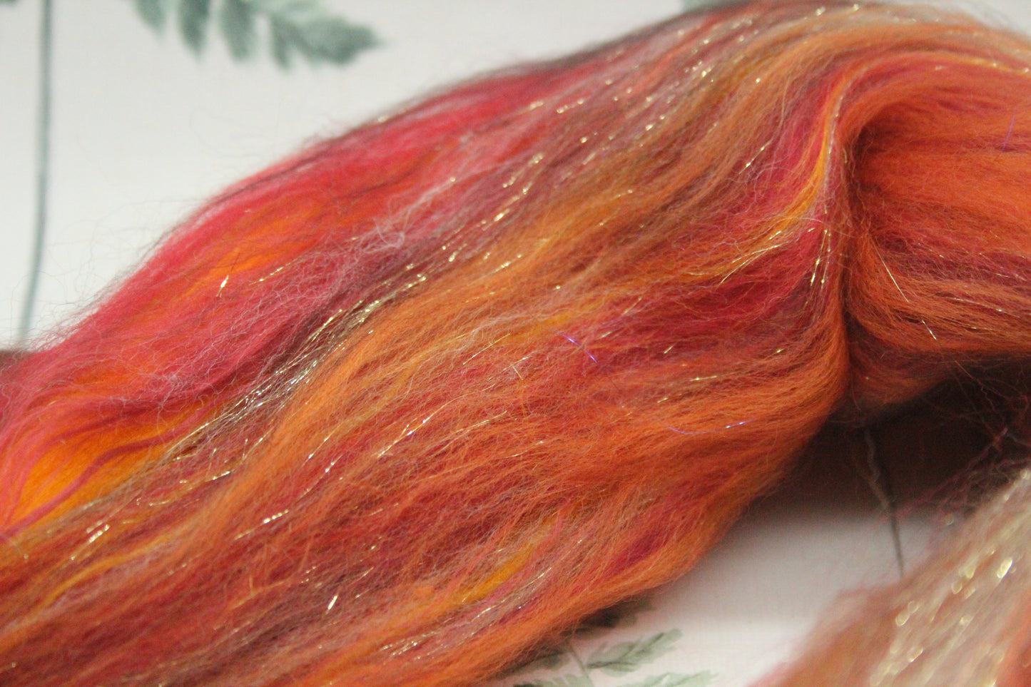 Merino Wool Blend - Orange Red Brown - 28 grams / 0.9 oz  - Fibre for felting, weaving or spinning