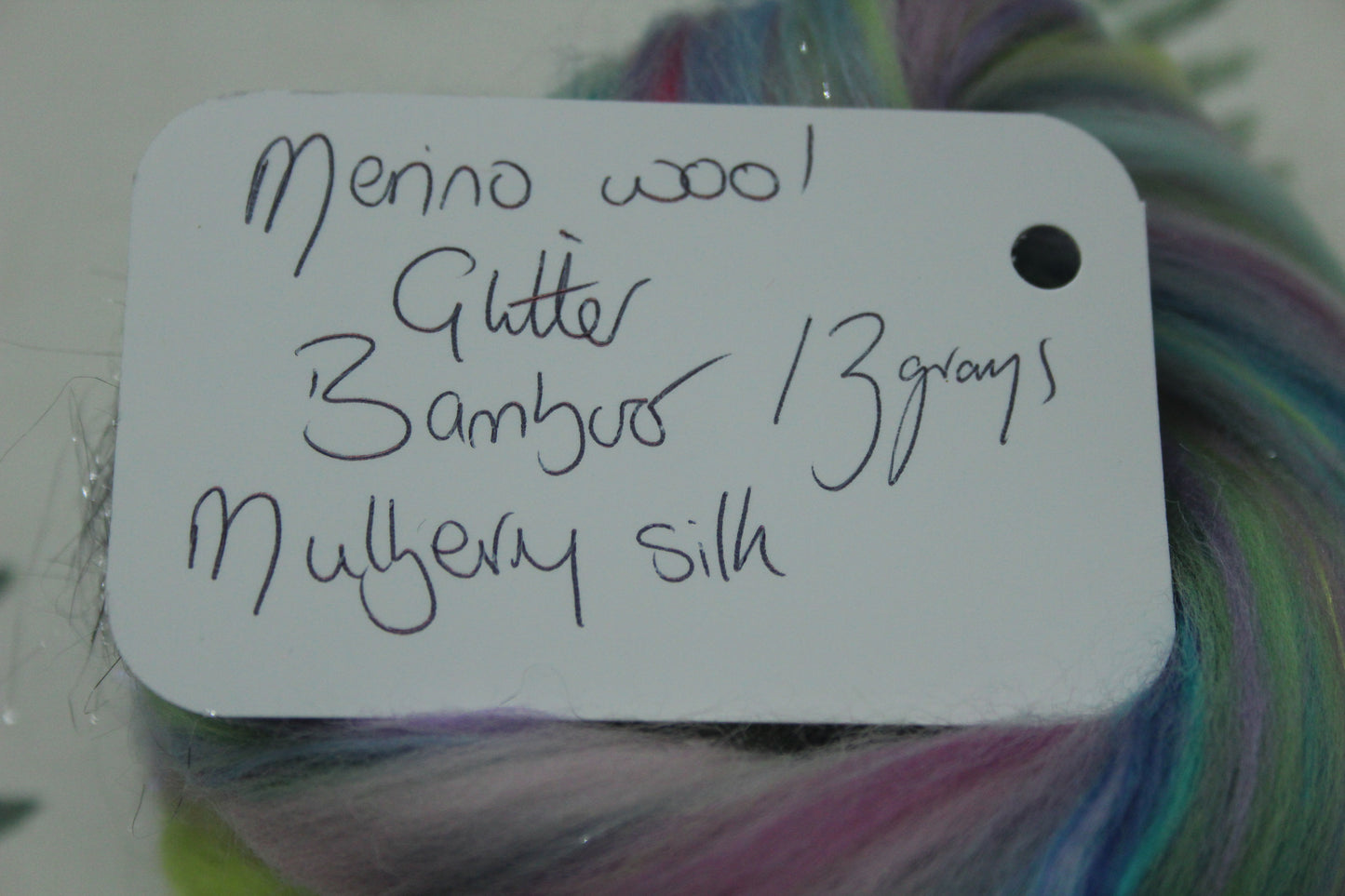 Merino Wool Blend - Purple Blue Green Pink - 13 grams / 0.4 oz  - Fibre for felting, weaving or spinning