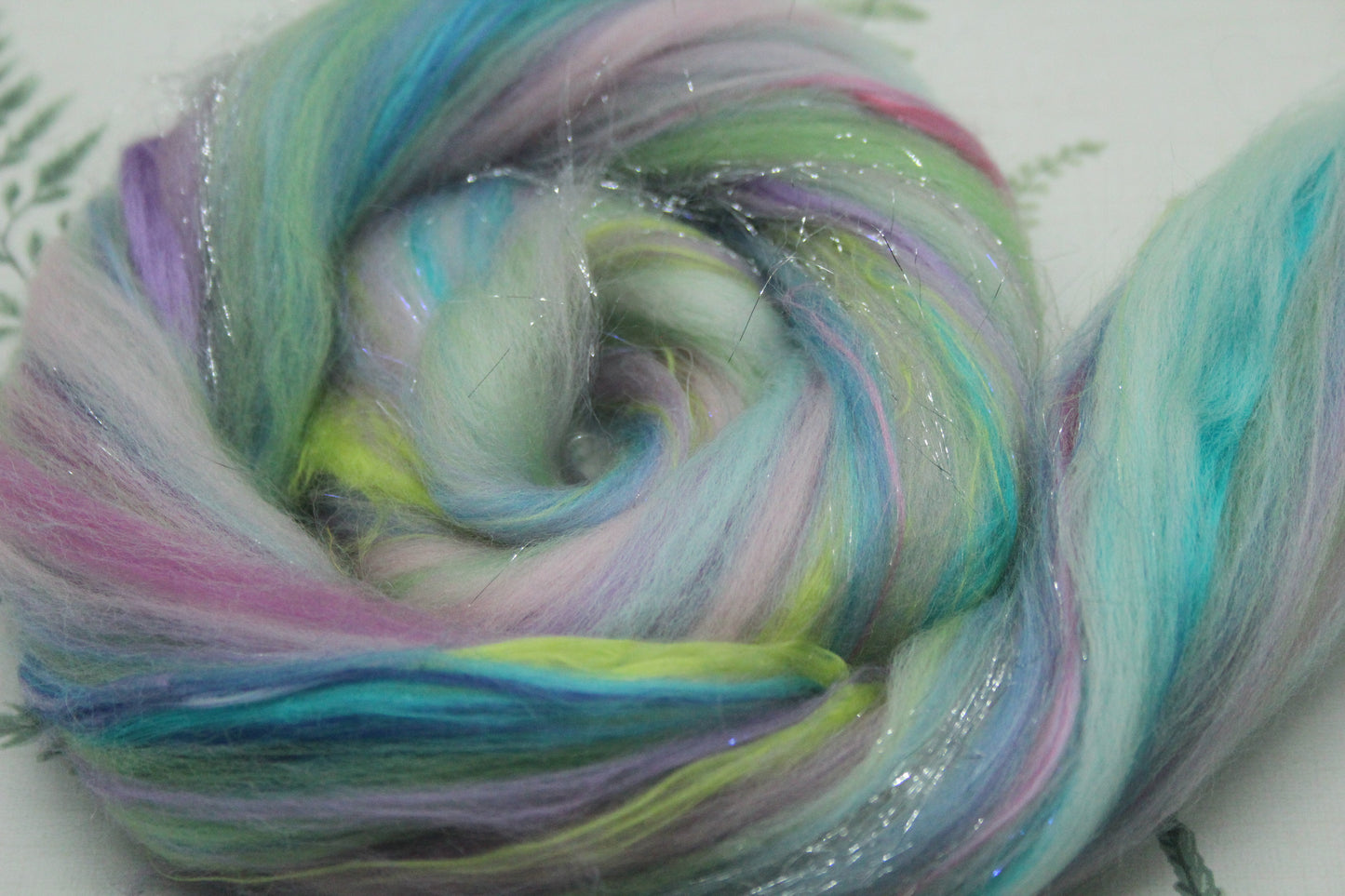 Merino Wool Blend - Purple Blue Green Pink - 13 grams / 0.4 oz  - Fibre for felting, weaving or spinning