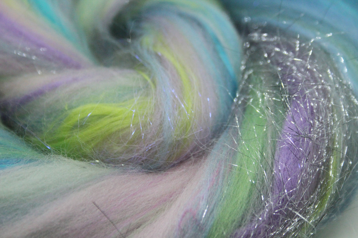 Merino Wool Blend - Purple Blue Green Pink - 13 grams / 0.4 oz  - Fibre for felting, weaving or spinning