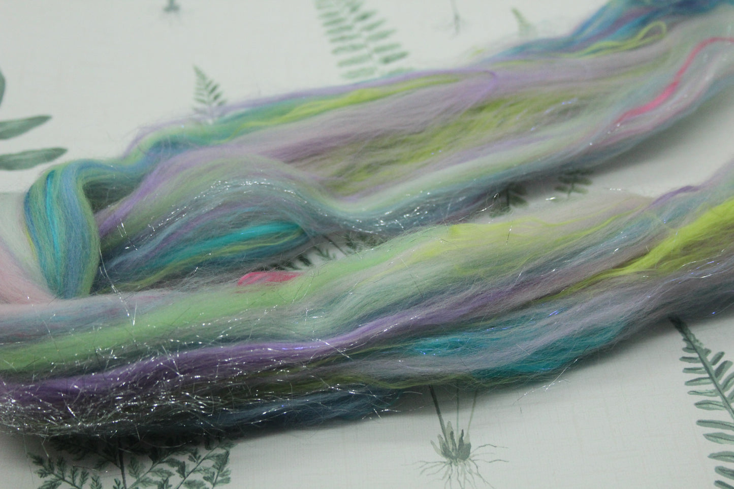 Merino Wool Blend - Purple Blue Green Pink - 13 grams / 0.4 oz  - Fibre for felting, weaving or spinning