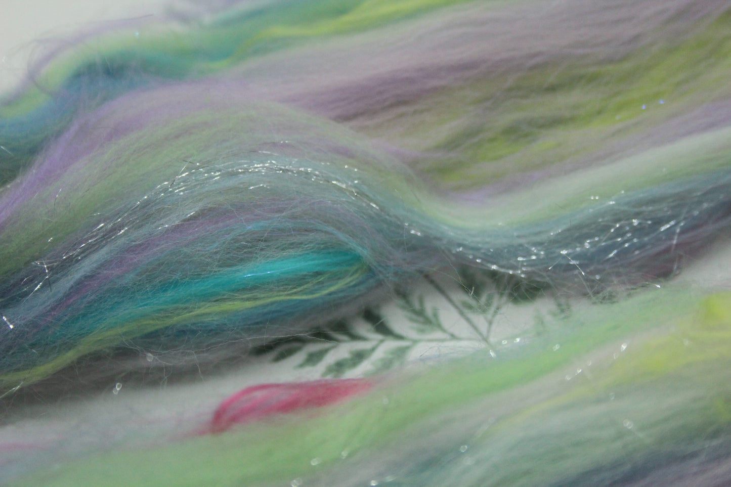 Merino Wool Blend - Purple Blue Green Pink - 13 grams / 0.4 oz  - Fibre for felting, weaving or spinning