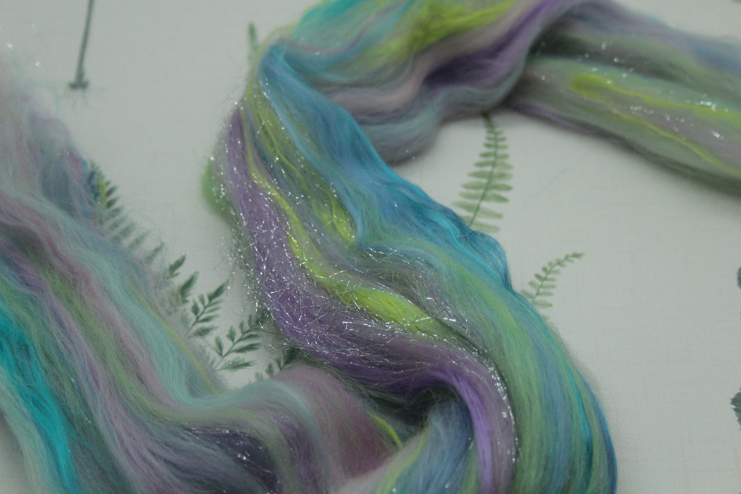 Merino Wool Blend - Purple Blue Green Pink - 13 grams / 0.4 oz  - Fibre for felting, weaving or spinning